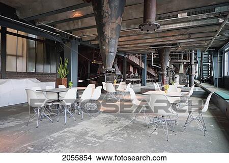 Picture - Cafe In The Coal Washing Plant Of The Zollverein Coal Mine Industrial Complex, Essen, North Rhine-Westphalia, Germany. Fotosearch