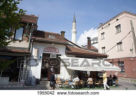 Stock Image - Cafe In The Ottoman Bazaar District Of Bascarsija, Sarajevo, Bosnia And Herzegovina. Fotosearch