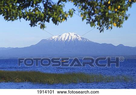 Stock Image - Calbuco Volcano And Lake Llanquihue. Fotosearch