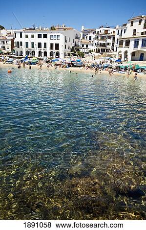 Calella Fishing Village View Large Photo Image Stock Photo - Calella Fishing Village. Fotosearch