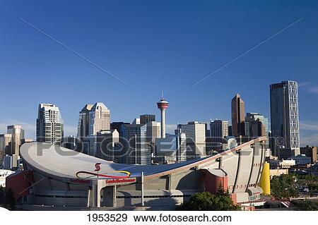 Calgary Skyline With The Saddledome In The Foreground; Calgary Alberta Canada View Large Photo Image Stock Photo - Calgary Skyline With The Saddledome In The Foreground; Calgary Alberta Canada. Fotosearch