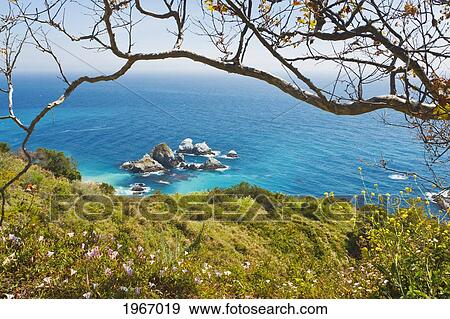 Stock Photo - California, Big Sur, Beautiful View Of Coastline Along Highway 1. Fotosearch
