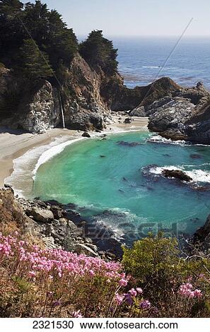 California, Big Sur, Julia Pfeiffer Burns State Park, View Of Mcway Falls And Pacific Ocean. View Large Photo Image Stock Image - California, Big Sur, Julia Pfeiffer Burns State Park, View Of Mcway Falls And Pacific Ocean.. Fotosearch