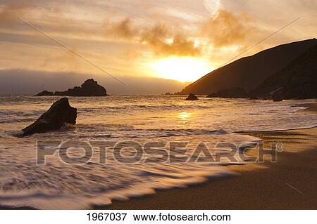 California, Big Sur, Pfeiffer Burns Beach At Sunset, Long Exposure View Large Photo Image Stock Photo - California, Big Sur, Pfeiffer Burns Beach At Sunset, Long Exposure. Fotosearch