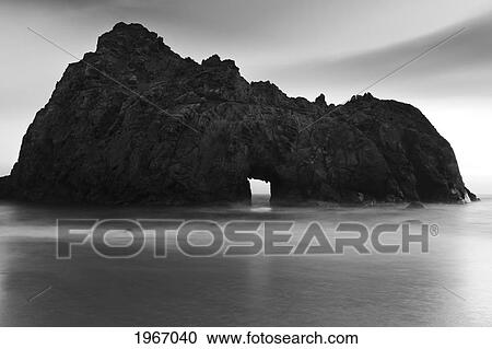 California, Big Sur, The Window At Pfeiffer Burns Beach At Sunset, Long Exposure In Black And White View Large Photo Image Stock Image - California, Big Sur, The Window At Pfeiffer Burns Beach At Sunset, Long Exposure In Black And White. Fotosearch