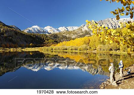 Stock Photo - California, Eastern Sierras, People Fishing In A Beautiful Mountain Lake. Fotosearch