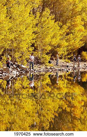 Stock Photography - California, Eastern Sierras, People Fishing In A Beautiful Mountain Lake. Fotosearch