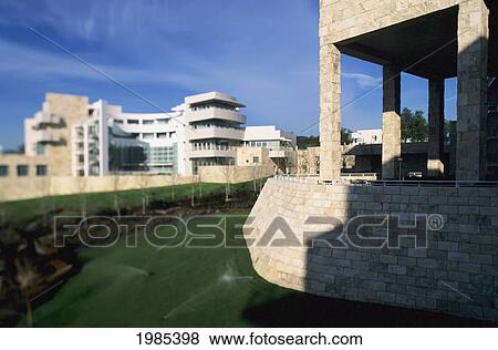 Stock Photo - California, Los Angeles, Getty Museum, View From Side.. Fotosearch