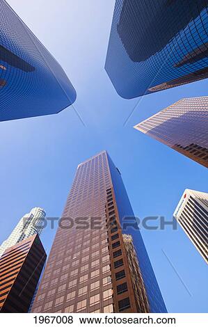 California, Los Angeles, Skyscrapers In Downtown La, View Looking Up Towards The Sky View Large Photo Image Stock Photo - California, Los Angeles, Skyscrapers In Downtown La, View Looking Up Towards The Sky. Fotosearch