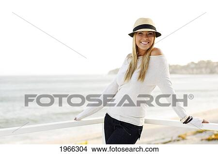 California, Malibu, Outdoor Portrait Of Beautiful Blond Woman Along Coast. View Large Photo Image Picture - California, Malibu, Outdoor Portrait Of Beautiful Blond Woman Along Coast.. Fotosearch