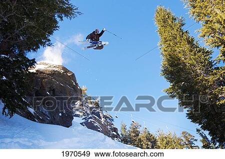 California, Mammoth Mountain, Skier Jumping Off Cliff. Editorial Use Only. View Large Photo Image Stock Photo - California, Mammoth Mountain, Skier Jumping Off Cliff. Editorial Use Only.. Fotosearch
