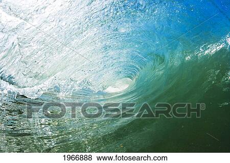 Stock Photo - California, Redondo Beach, Large Ocean Wave, View Into The Barrel. Fotosearch
