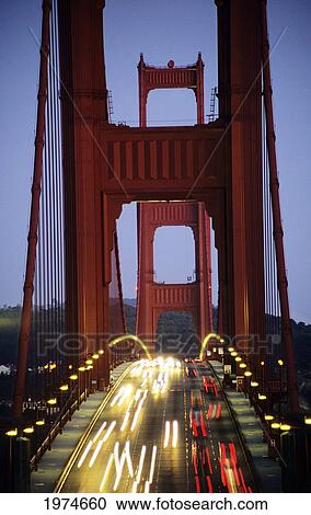 California, San Francisco, Golden Gate Bridge, Blurred Traffic Lights At Evening. View Large Photo Image Stock Image - California, San Francisco, Golden Gate Bridge, Blurred Traffic Lights At Evening.. Fotosearch