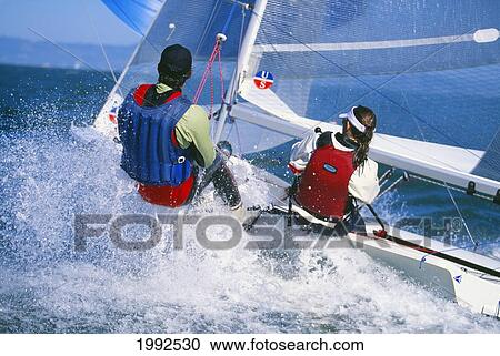 Stock Image - California, San Francisco, Sailboat Race 2003.. Fotosearch