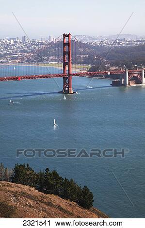 Stock Image - California, San Francisco, The Golden Gate Bridge From Hawks Hill.. Fotosearch