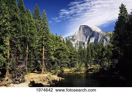 California, Yosemite National Park, Landscape Of Half Dome And Merced River. View Large Photo Image Stock Image - California, Yosemite National Park, Landscape Of Half Dome And Merced River.. Fotosearch