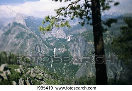 California, Yosemite National Park, View Of Half Dome And Vernal Falls From Glacier Point. View Large Photo Image Stock Photo - California, Yosemite National Park, View Of Half Dome And Vernal Falls From Glacier Point.. Fotosearch