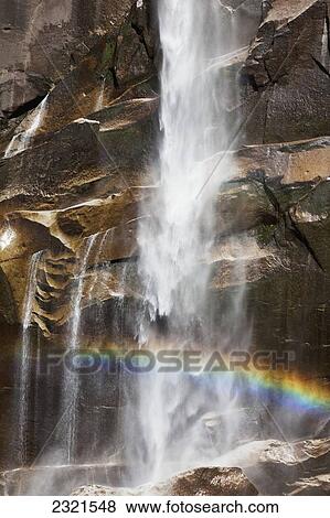 Stock Photo - California, Yosemite National Park, Rainbow At Vernal Falls.. Fotosearch
