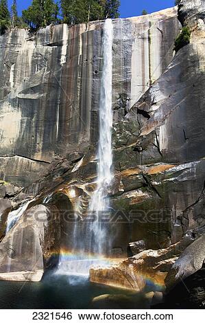 Stock Photograph - California, Yosemite National Park, Rainbow At Vernal Falls.. Fotosearch