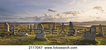 Stock Photo - Callanish Stone Circle Number 3 Early In The Evening; Isle Of Lewis Outer Hebrides Scotland. Fotosearch