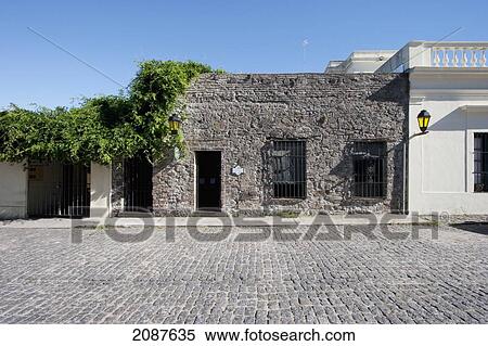 Stock Photography - Calle Misiones De Los Tapes, Colonia, Uruguay. Fotosearch