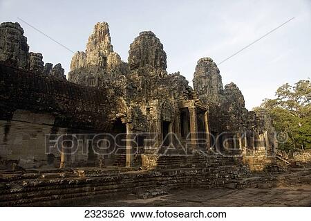 Cambodia, Bayon Temple at sunrise; Angkor Wat View Large Photo Image Stock Photograph - Cambodia, Bayon Temple at sunrise; Angkor Wat. Fotosearch