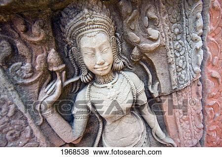 Cambodia, Siem Reap, Angkor Thom, Ancient, Weathered Statue Adorns South Gate. View Large Photo Image Stock Photo - Cambodia, Siem Reap, Angkor Thom, Ancient, Weathered Statue Adorns South Gate.. Fotosearch
