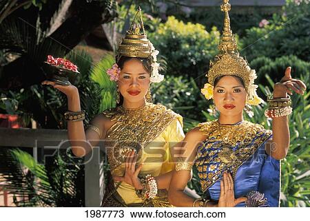 Cambodia, Women in traditional dancing costumes gesturing with hands; Siem Reap View Large Photo Image Stock Image - Cambodia, Women in traditional dancing costumes gesturing with hands; Siem Reap. Fotosearch
