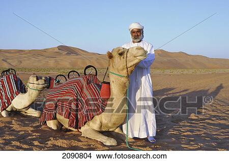Camel And Guide In Liwa Desert Dunes, Abu Dhabi View Large Photo Image Picture - Camel And Guide In Liwa Desert Dunes, Abu Dhabi. Fotosearch