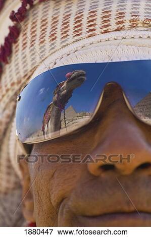 Camel And Pyramids Reflecting In Local Man's Sunglasses View Large Photo Image Stock Photo - Camel And Pyramids Reflecting In Local Man's Sunglasses. Fotosearch