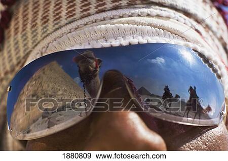Camel And Pyramids Reflecting In Local Man's Sunglasses View Large Photo Image Stock Photo - Camel And Pyramids Reflecting In Local Man's Sunglasses. Fotosearch