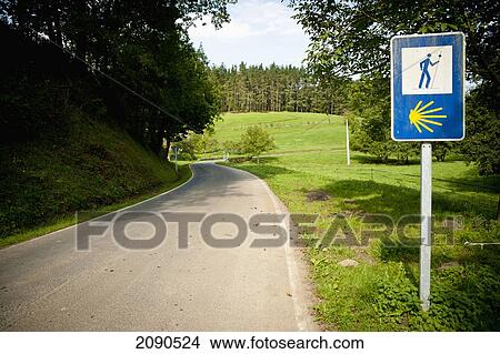 Camino De Santiago Or The Way Of St James Signs On The Road, Basque Country, Spain View Large Photo Image Picture - Camino De Santiago Or The Way Of St James Signs On The Road, Basque Country, Spain. Fotosearch
