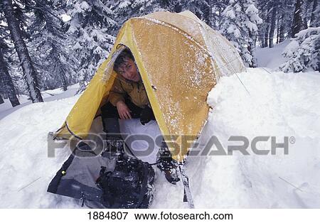 Camping In The Snow View Large Photo Image Stock Photo - Camping In The Snow. Fotosearch