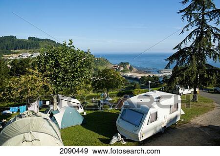 Campsite In Mutriku, Basque Country, Spain View Large Photo Image Stock Photo - Campsite In Mutriku, Basque Country, Spain. Fotosearch