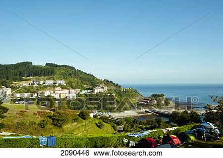 Stock Photograph - Campsite In Mutriku, Basque Country, Spain. Fotosearch
