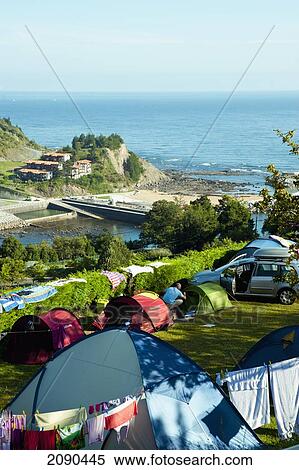 Stock Photography - Campsite In Mutriku, Basque Country, Spain. Fotosearch