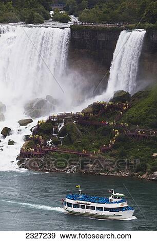 Canada, and Maid of Mist; Ontario, Niagara Falls (USA side) View Large Photo Image Stock Photo - Canada, and Maid of Mist; Ontario, Niagara Falls (USA side). Fotosearch