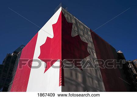 Stock Photo - Canada Flag, Vancouver, British Columbia, Canada. Fotosearch