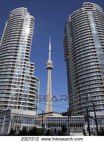 Stock Image - Canada, Ontario, CN Tower and other modern architecture in Downtown; Toronto. Fotosearch