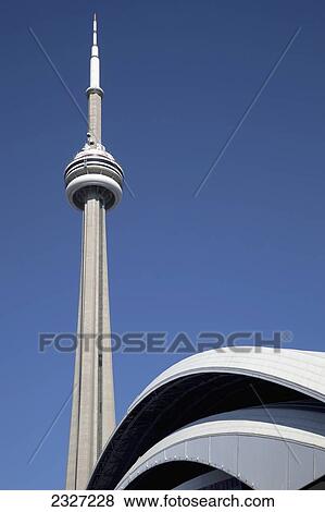 Stock Photo - Canada, Ontario, CN Tower and Rogers Centre sports stadium; Toronto. Fotosearch