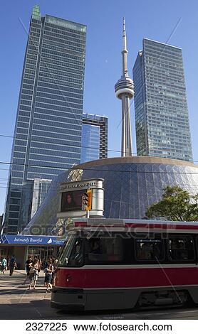 Canada, Ontario, Tram passing Roy Thomson Hall and CN Tower; Toronto View Large Photo Image Stock Photography - Canada, Ontario, Tram passing Roy Thomson Hall and CN Tower; Toronto. Fotosearch