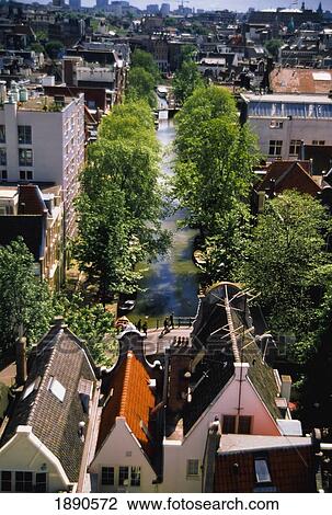 Canal And Rooftops Of Amsterdam, Elevated View View Large Photo Image Stock Image - Canal And Rooftops Of Amsterdam, Elevated View. Fotosearch