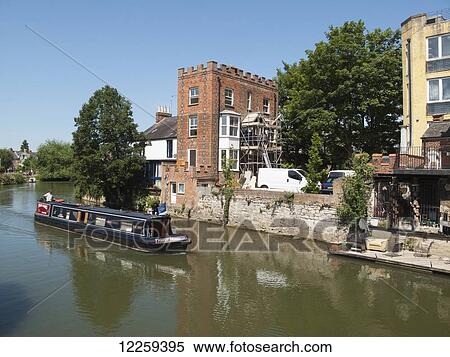 Stock Photography - Canal boat on River Thames; Oxford, England. Fotosearch