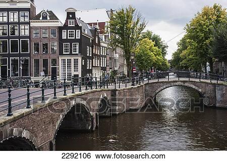 Stock Photograph - Canal bridges; Amsterdam, Netherlands. Fotosearch