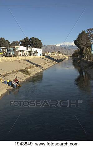 Stock Photo - Canal In Charikar, Parwan Province, Afghanistan. Fotosearch