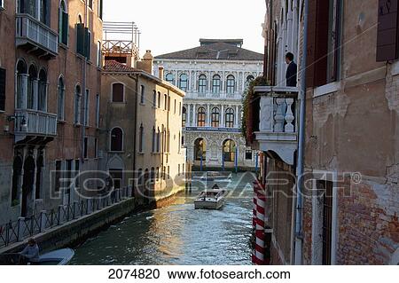 Stock Image - Canal Leading To The Grand Canal, Venice, Italy. Fotosearch