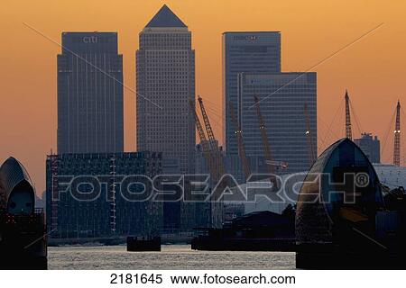 Stock Photography - Canary Wharf, Thames Barrier, O2, London, Uk. Fotosearch