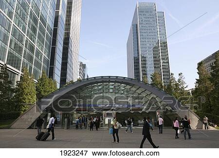 Stock Photo - Canary Wharf Tube Station; Docklands, London, England, United Kingdom. Fotosearch