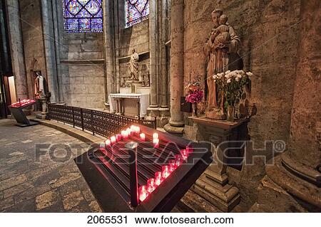 Candles By A Statue Of St. Francis In Chartres Cathedral, Chartres, France View Large Photo Image Stock Image - Candles By A Statue Of St. Francis In Chartres Cathedral, Chartres, France. Fotosearch