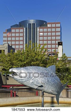 Canned Salmon By Chriis Wooten And Vladimir Shakov; Theatre Square, Tacoma, Washington State, Usa View Large Photo Image Stock Image - Canned Salmon By Chriis Wooten And Vladimir Shakov; Theatre Square, Tacoma, Washington State, Usa. Fotosearch